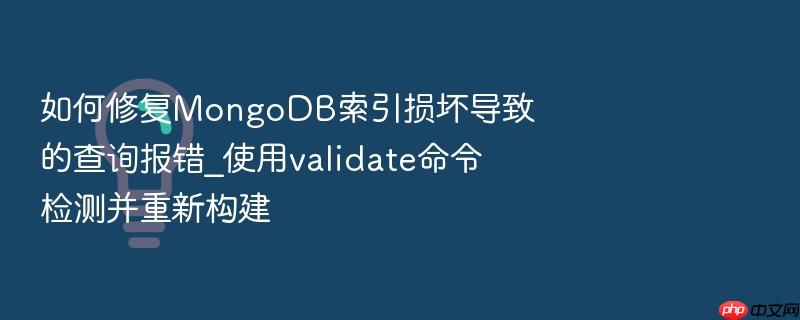 如何修复mongodb索引损坏导致的查询报错_使用validate命令检测并重新构建