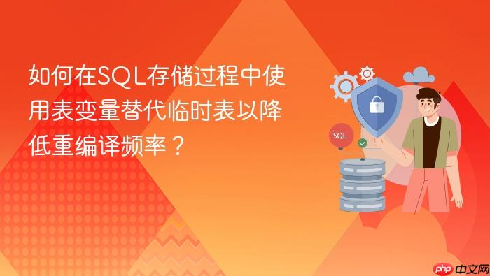 如何在sql存储过程中使用表变量替代临时表以降低重编译频率?