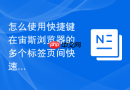 怎么使用快捷键在宙斯浏览器的多个标签页间快速切换?