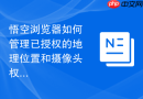 悟空浏览器如何管理已授权的地理位置和摄像头权限？