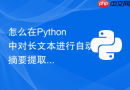 怎么在Python中对长文本进行自动摘要提取？