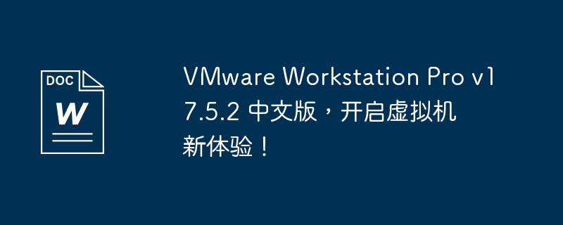 VMware Workstation Pro v17.5.2 中文版，开启虚拟机新体验！