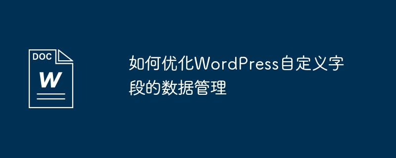 如何优化wordpress自定义字段的数据管理