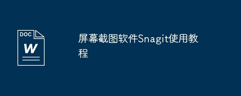 屏幕截图软件snagit使用教程