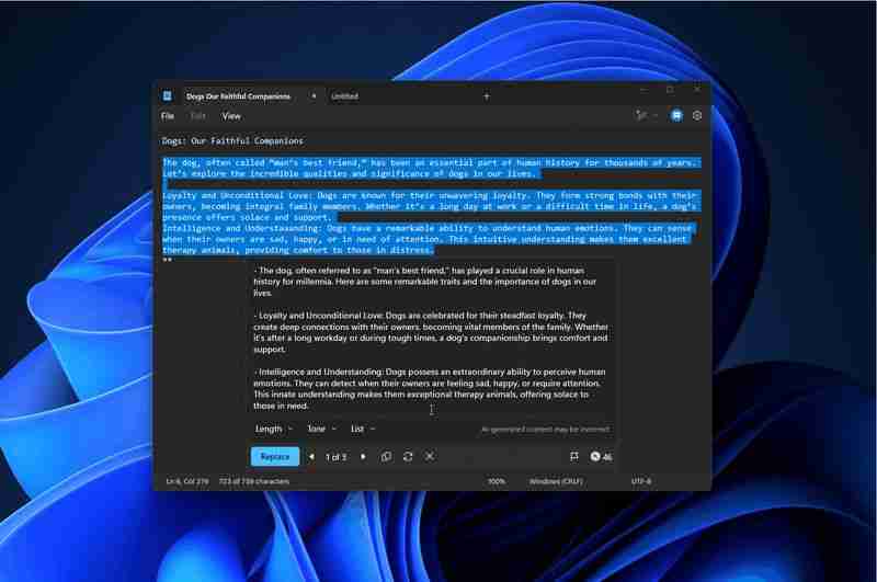 Win11 版记事本正式上线“AI 重写”功能，需订阅 Microsoft 365
