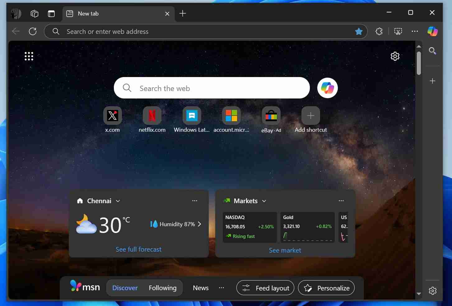 微软改造 Edge 浏览器新标签页：深度集成 Copilot AI
