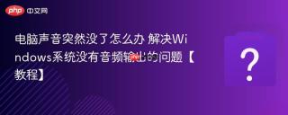 电脑声音突然没了怎么办 解决Windows系统没有音频输出的问题【教程】
