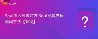 Soul怎么拉黑对方 Soul拉黑屏蔽瞬间方法【教程】