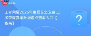 王者荣耀2025年度报告怎么查 王者荣耀赛年数据盘点查看入口【指南】