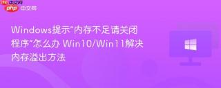 Windows提示“内存不足请关闭程序”怎么办 Win10/Win11解决内存溢出方法