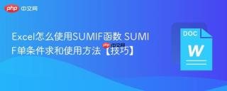 Excel怎么使用SUMIF函数 SUMIF单条件求和使用方法【技巧】