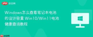 Windows怎么查看笔记本电池的设计容量 Win10/Win11电池健康查询教程