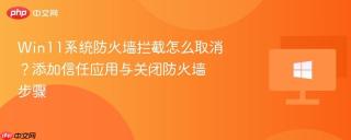 Win11系统防火墙拦截怎么取消？添加信任应用与关闭防火墙步骤