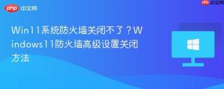 Win11系统防火墙关闭不了？Windows11防火墙高级设置关闭方法