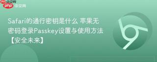 Safari的通行密钥是什么 苹果无密码登录Passkey设置与使用方法【安全未来】