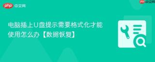 电脑插上U盘提示需要格式化才能使用怎么办【数据恢复】