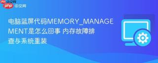 电脑蓝屏代码MEMORY_MANAGEMENT是怎么回事 内存故障排查与系统重装