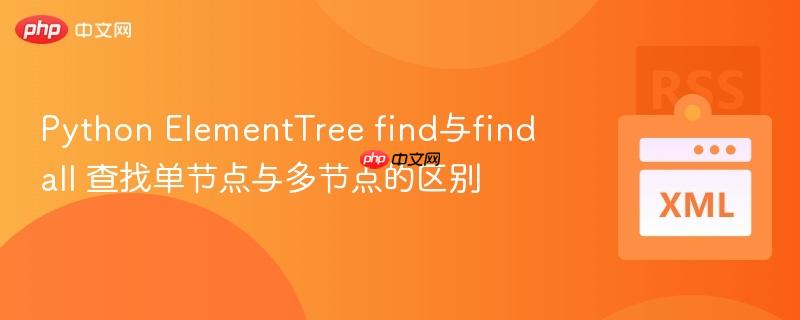 python elementtree find与findall 查找单节点与多节点的区别