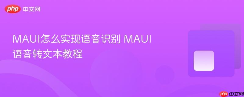 maui怎么实现语音识别 maui语音转文本教程