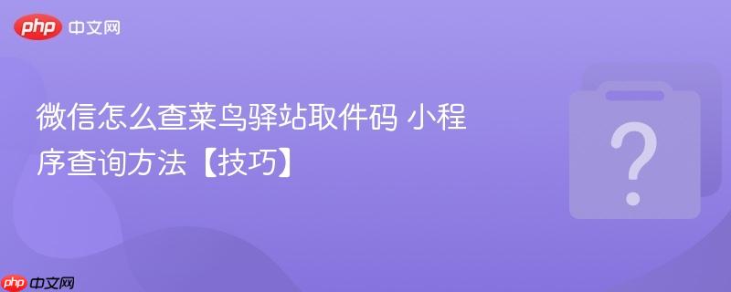 微信怎么查菜鸟驿站取件码 小程序查询方法【技巧】