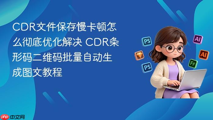 cdr文件保存慢卡顿怎么彻底优化解决 cdr条形码二维码批量自动生成图文教程
