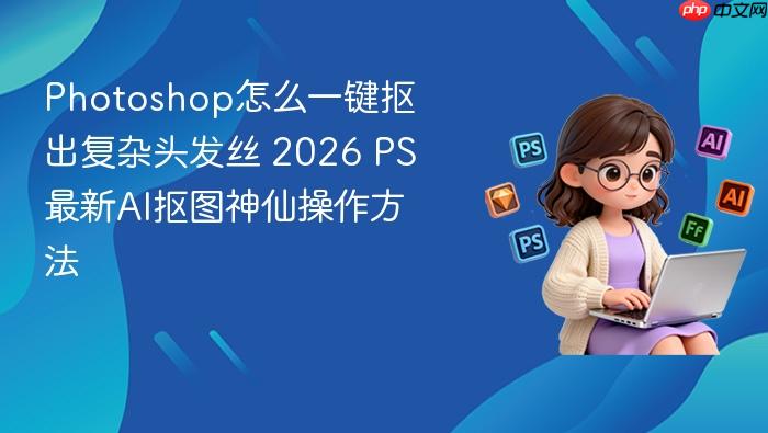 photoshop怎么一键抠出复杂头发丝 2026 ps最新ai抠图神仙操作方法