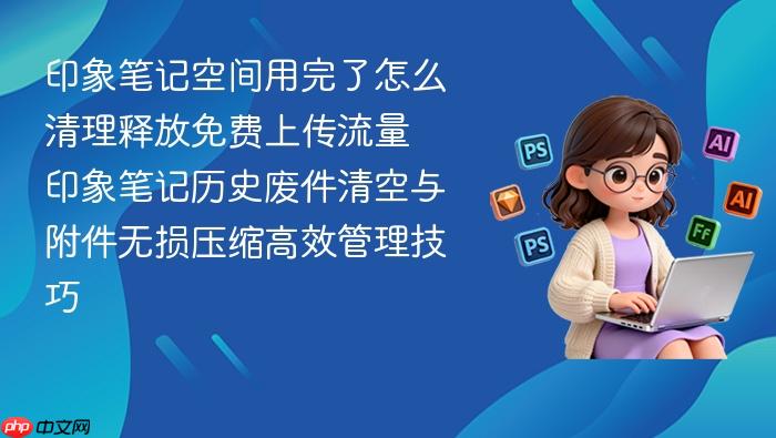 印象笔记空间用完了怎么清理释放免费上传流量 印象笔记历史废件清空与附件无损压缩高效管理技巧