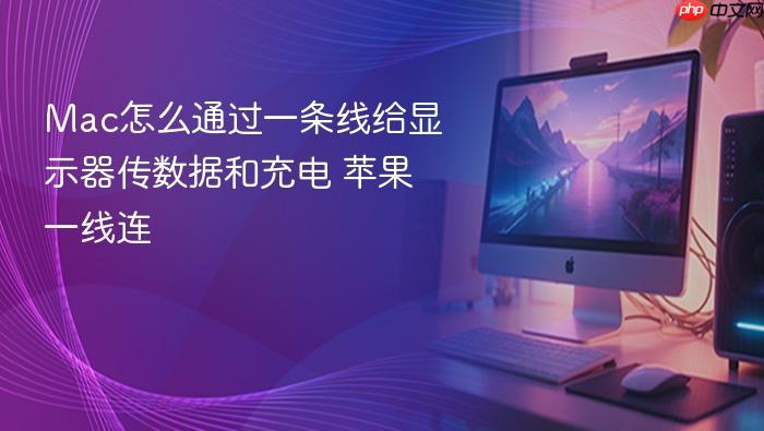 mac怎么通过一条线给显示器传数据和充电 苹果一线连