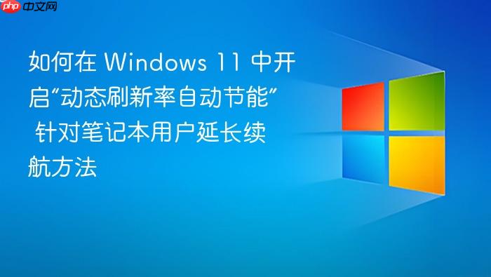 如何在 windows 11 中开启“动态刷新率自动节能” 针对笔记本用户延长续航方法