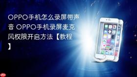 OPPO手机怎么录屏带声音 OPPO手机录屏麦克风权限开启方法【教程】