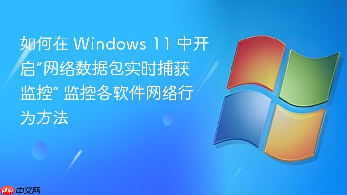 如何在 windows 11 中开启“网络数据包实时捕获监控” 监控各软件网络行为方法