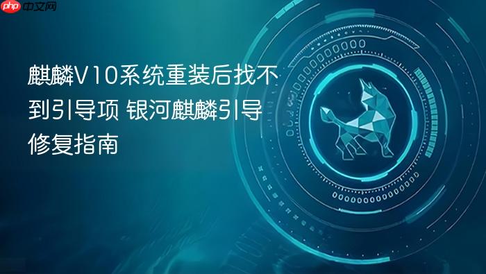麒麟v10系统重装后找不到引导项 银河麒麟引导修复指南