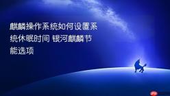 麒麟操作系统如何设置系统休眠时间 银河麒麟节能选项