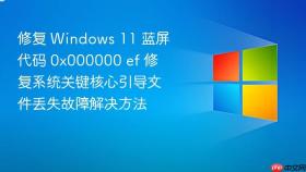 修复 Windows 11 蓝屏代码 0x000000 ef 修复系统关键核心引导文件丢失故障解决方法