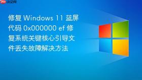 修复 windows 11 蓝屏代码 0x000000 ef 修复系统关键核心引导文件丢失故障解决方法