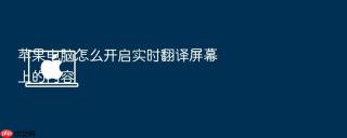 苹果电脑怎么开启实时翻译屏幕上的内容