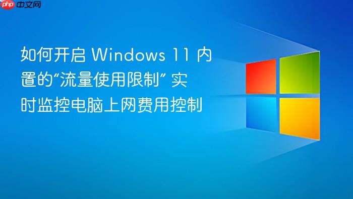 如何开启 windows 11 内置的“流量使用限制” 实时监控电脑上网费用控制