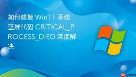 如何修复 Win11 系统蓝屏代码 CRITICAL_PROCESS_DIED 深度解决