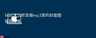 mac怎么把音频mp3里的封面图提取出来