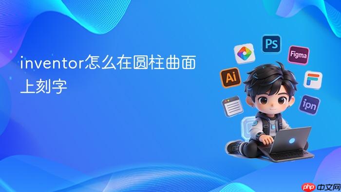 inventor怎么在圆柱曲面上刻字