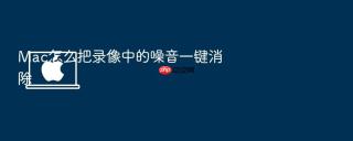 mac怎么把录像中的噪音一键消除
