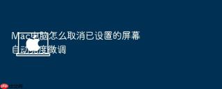 mac电脑怎么取消已设置的屏幕自动亮度微调