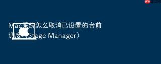 mac系统怎么取消已设置的台前调度(stage manager)