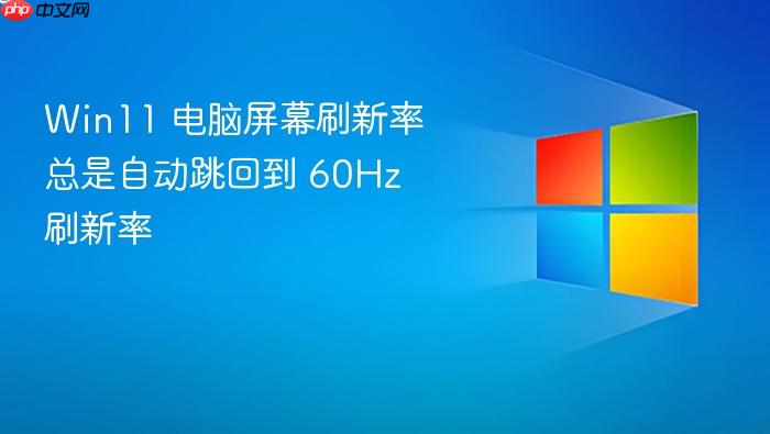 win11 电脑屏幕刷新率总是自动跳回到 60hz 刷新率