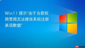 Win11 提示“由于当前权限受限无法修改系统注册表项数值”