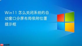 win11 怎么关闭系统的自动窗口分屏布局吸附位置提示框