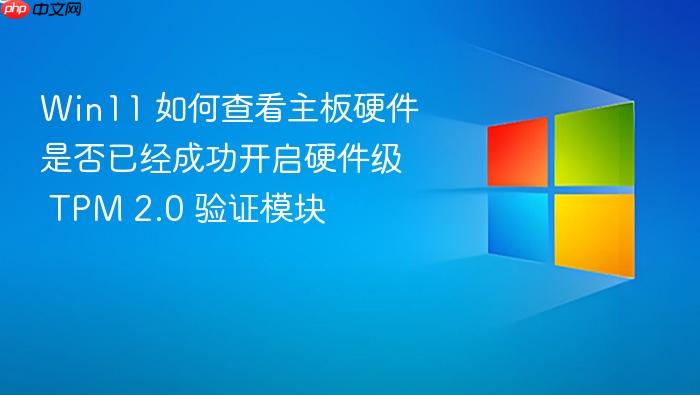 win11 如何查看主板硬件是否已经成功开启硬件级 tpm 2.0 验证模块