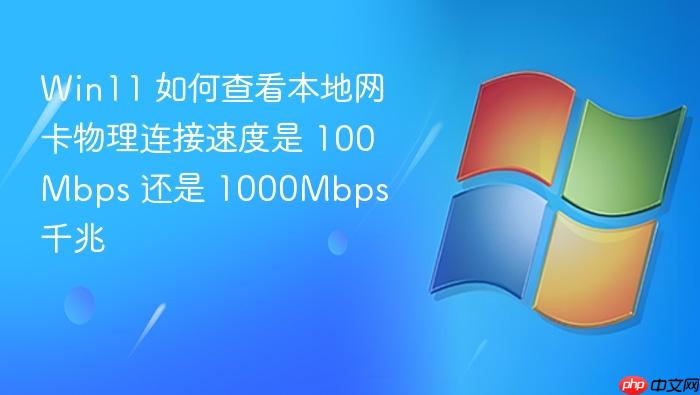 win11 如何查看本地网卡物理连接速度是 100mbps 还是 1000mbps 千兆