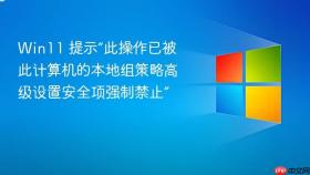Win11 提示“此操作已被此计算机的本地组策略高级设置安全项强制禁止”