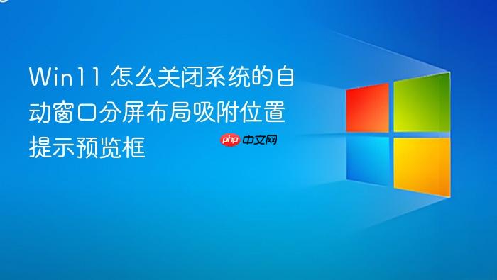 win11 怎么关闭系统的自动窗口分屏布局吸附位置提示预览框